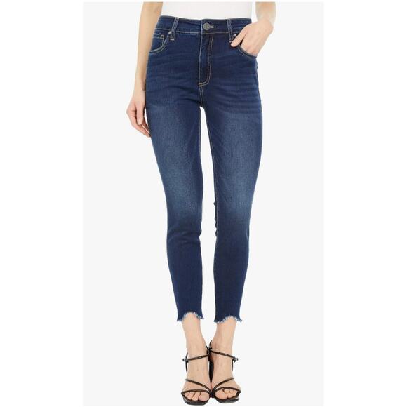 Kut From The Kloth 4P Connie Fab Ab Ankle Skinny Jeans High Rise Chewed Hem Blue - Picture 10 of 11